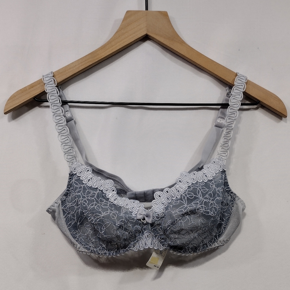 NWT Vintage Neiman Marcus Embroidered Bra Womens 36B Blue Retro 90s Y2K Romantic